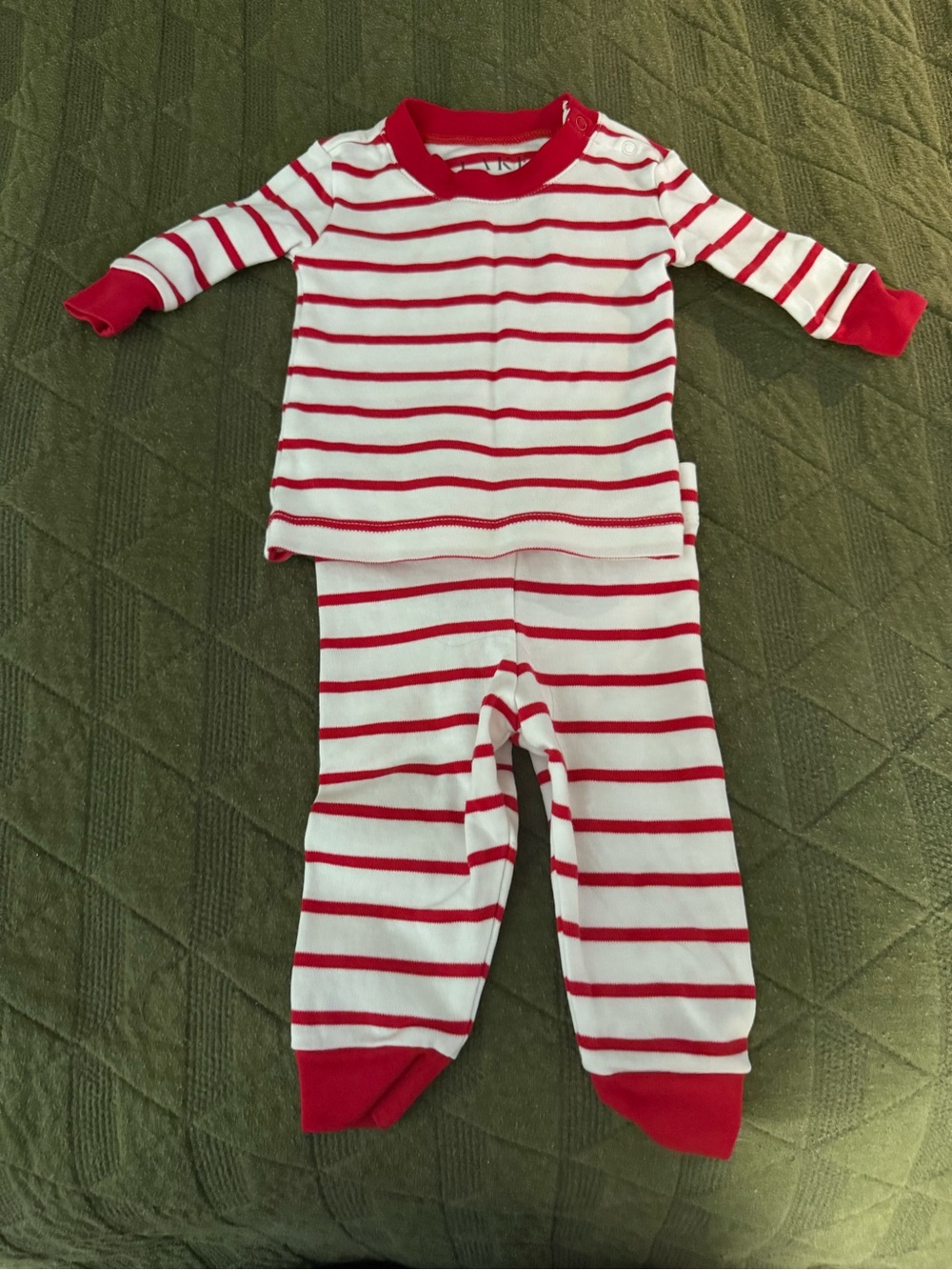 Lake baby long-long pajamas red stripe